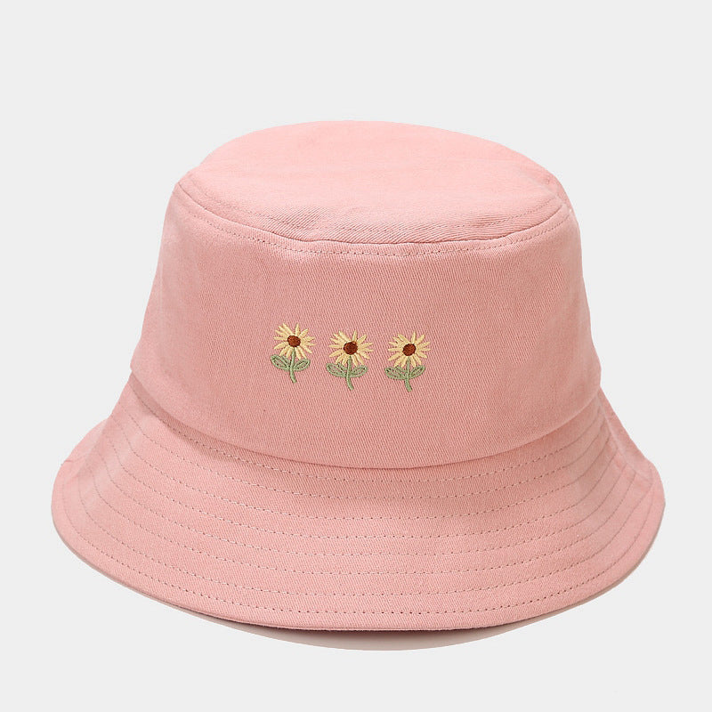 Wholesale Cotton Small Flower Embroidery Bucket Hat